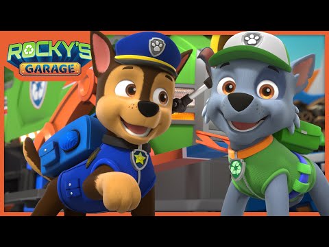Rocky and the Mighty Pups Make a Recyclable Megaphone - Rocky's Garage PAW Patrol Cartoons for Kids
