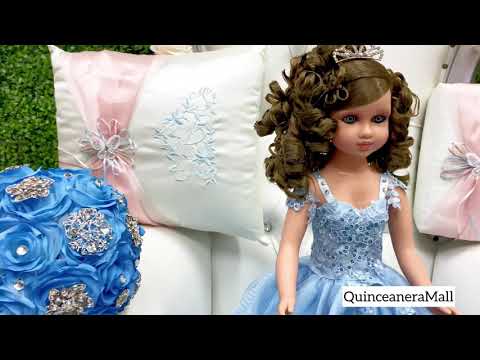 Blue and Pink Quinceanera Set Includes, Last Doll, Pillows, and Matching Accessories NUTSET25