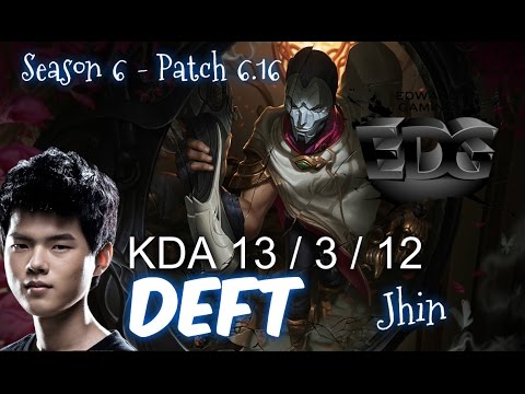 EDG Deft JHIN vs KOG'MAW ADC - Patch 6.16 KR Ranked | League of Legends
