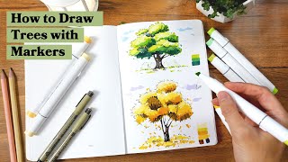 How to Draw Trees with Markers | Tutorial 1
