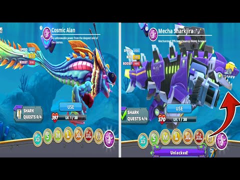 Cosmic Alan shark vs Mecha sharkjira In Hungry Shark World -  New Huge Shark - Gameplay Mod Part 39.
