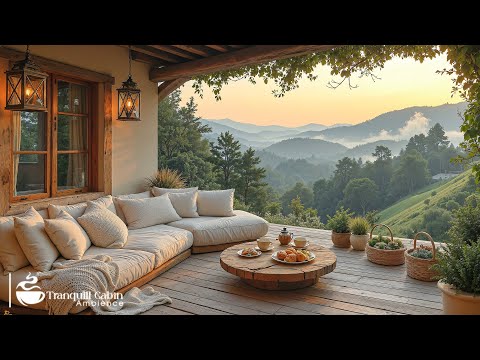 Highland Cafe Jazz | Gentle Jazz In Cozy Cabin Overlook Beautiful Highland For Working, Relaxing