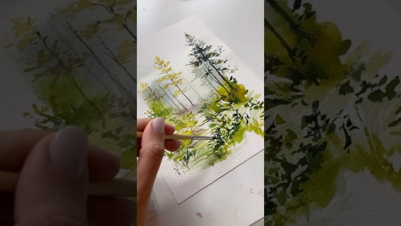How to Paint a Misty Forest 🌲 Easy Watercolor Tutorial for Beginners #watercolorpainting #landscape