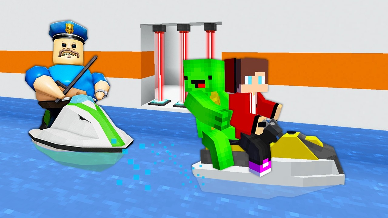 JJ and Mikey vs ROBLOX WATER BARRY'S PRISON RUN CHALLENGE in Minecraft / Maizen animation