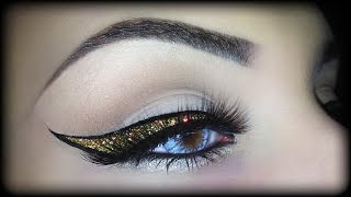 Easy Sexy Black & Gold Glitter Eyeliner - Christmas Make Up Tutorial using CHANEL