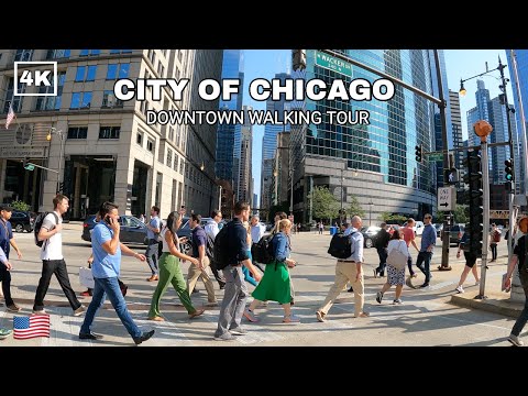CHICAGO 🇺🇸 Franklin Street & Van Buren Street, Summer 2023 Walking Tour [4K 60fps]