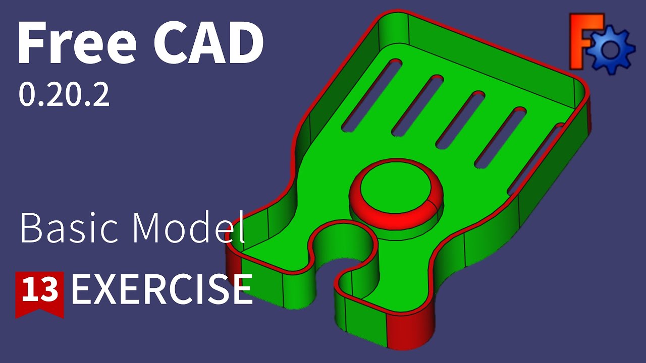 FreeCAD Tutorial for beginners,basic model exercise 13