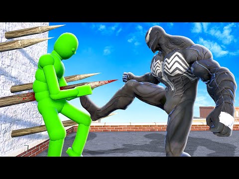 VENOM Kicks Ragdolls Into Spikes - Overgrowth Mods Gameplay - YouTube