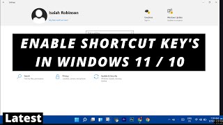How to enable shortcut key in windows 11 / 10
