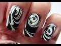 Water Marble For Short Nails, Black & White ...