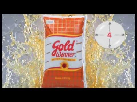 Gold winner refined sunflower oil 1l, packaging type: pouche...