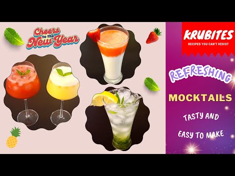 Refreshing Mocktails | Fruit Punch | Strawberry Drink | Virgin Mojito & Miami Vice | New Year Drinks