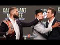 CALEB PLANT GETS IN MIKE LEE'S FACE TAUNTS HIM WITH SLURS DURING FACE OFF AT FINAL PRESS CONFERENCE!