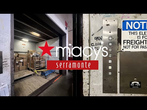 HUGE Montgomery Square Button Hydraulic Freight Elevator - Macy's, Serramonte Center - Daly City, CA