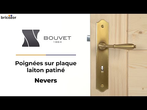 Poignées de porte sur plaque - laiton patiné - Nevers BOUVET