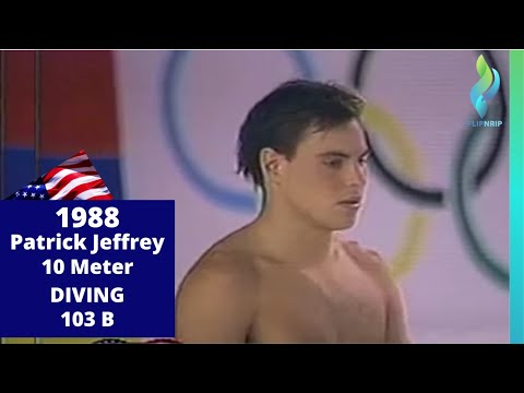 1988 Patrick Jeffrey - front one and a half - Mens 10 Meter Diving USA Diving  Olympics