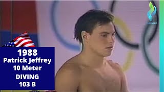 1988 Patrick Jeffrey - front one and a half - Mens 10 Meter Diving USA Diving  Olympics
