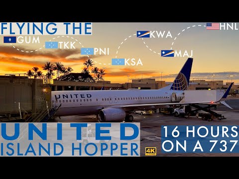 [4K] – Pacific Island Hopper da Flying United – EXPERIÊNCIA COMPLETA – HNL-MAJ-KWA-KSA-PNI-TKK-GUM – UA154
