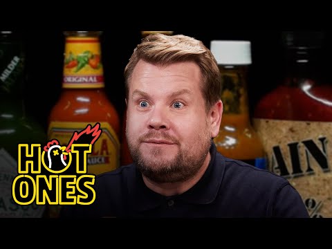 James Corden Experiences Mouth Karma While Eating Spicy Wings | Hot Ones