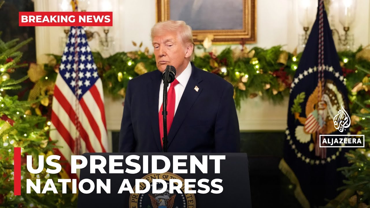 US President Donald Trump delivers an address to the nation at the White House in Washington