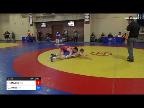 2018 Marine Corps US Open/UWW Junior Greco Roman 97 RR Rnd 1 - Hunter DeJong (MWC ) Vs. Casey Jump