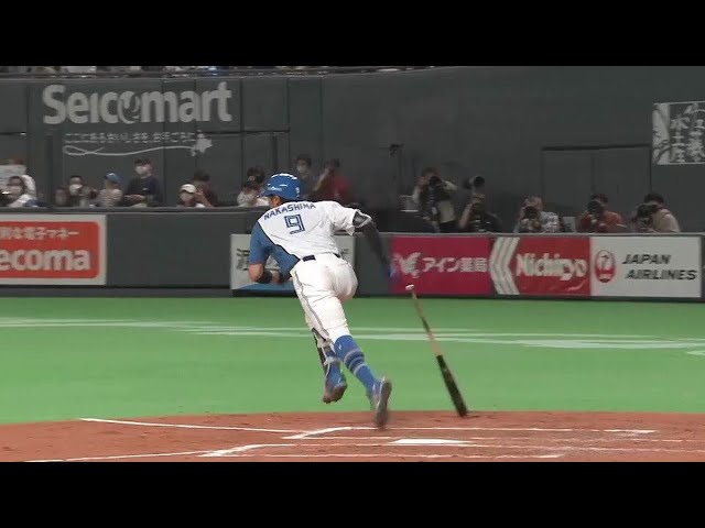 【2回裏】ファイターズ・中島卓也 今季初打席で初ヒットを放つ!! 2022年4月23日 北海道日本ハムファイターズ 対 福岡ソフトバンクホークス