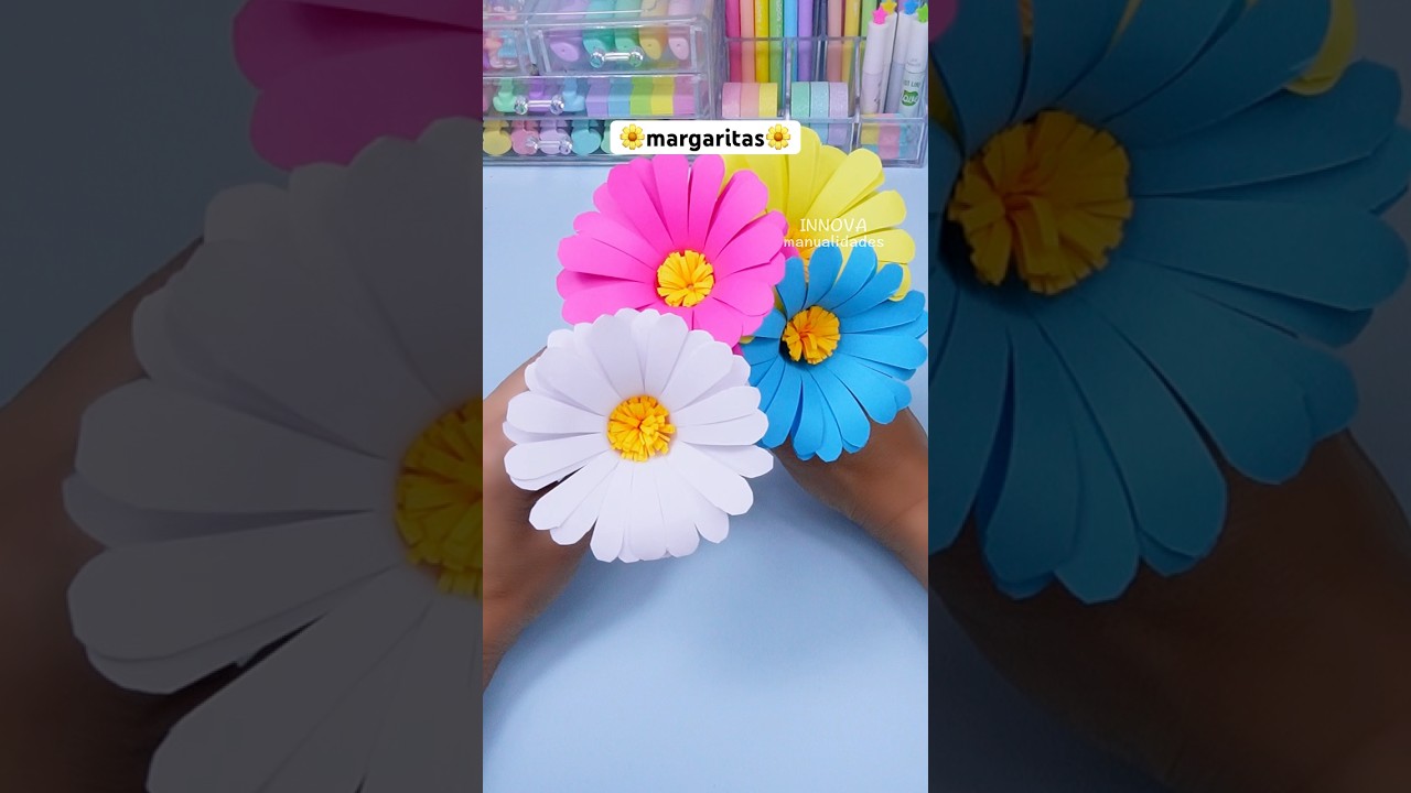 DIY Margaritas de papel 🌼 Manualidades con papel 🌼 Flores de papel #diy #manualidades #papel