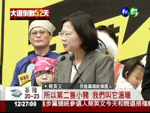 三隻小豬陪伴! 蔡英文登記參選