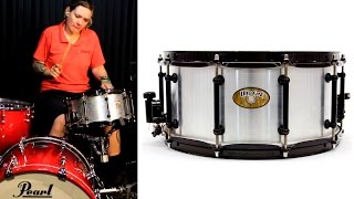 Video thumbnail for Caixa Pearl UltraCast Natural Aluminum 14x6,5" snare sound check by Batera Clube Drum Shop