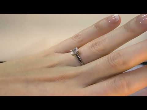 SR1090 Emerald Cut Diamond Side Stone Ring