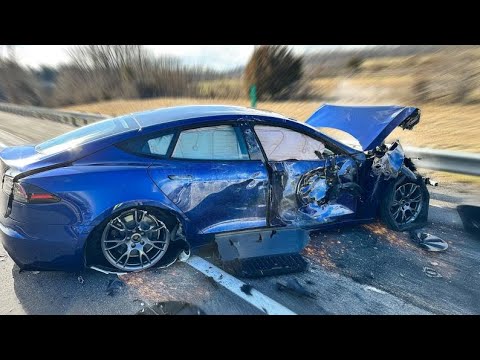 3-HOUR-OLD TESLA TOTALED ON HIGHWAY BY WRONG WAY DRIVER