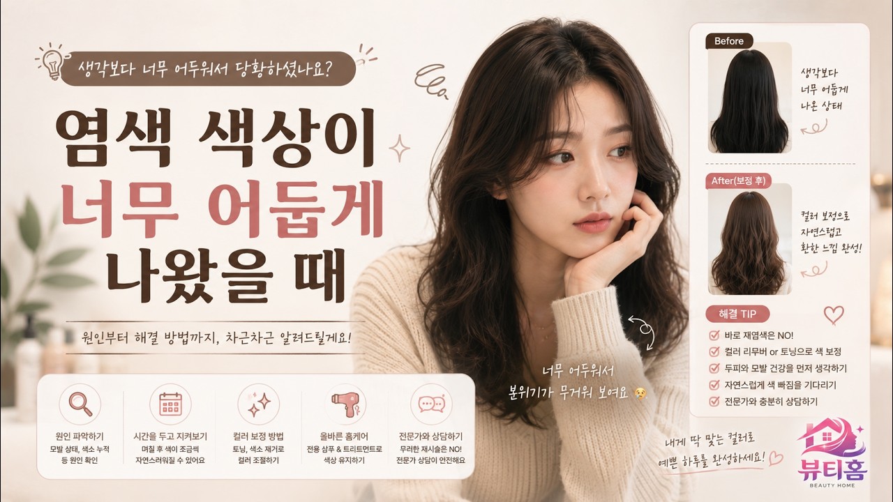 염색 색상이 너무 어둡게 나왔을 때 해결 방법