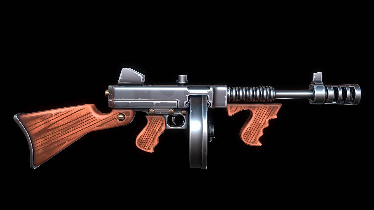 Stylized Thompson Submachinegun 3D Model