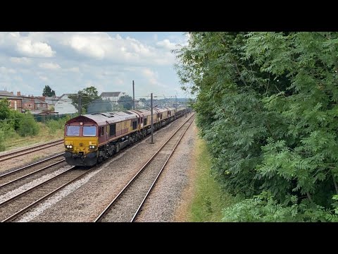 66093,66073,66032 and 66205 pass Retford 101 minutes late!