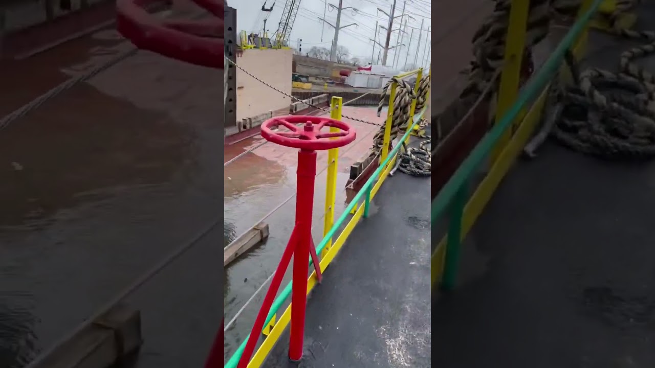 River tug boat going into the water off dry dock #heavyequipment #ships #diesel