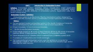 UNIT 1 ( Introduction to Embedded Systems) - Part 1