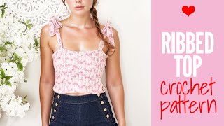 🧶 Free Ribbed Crop Top Crochet Pattern | Any Size
