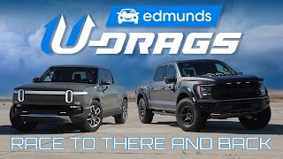 U-DRAG RACE: Rivian R1T vs. Ford F-150 Raptor R | Quarter Mile, Handling & More!