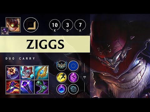 Ziggs Carry vs Ashe: Triple Kill, Dominating - EUW Challenger Patch 14.21