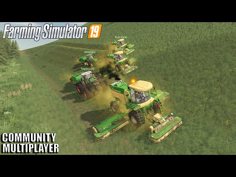 Baling & Cutting grass on Steep Hill |Competitive Multiplayer | Timelapse #3 | Farming Simulator19