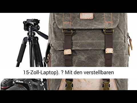 WUZHENG Canvas Camera Backpack Wasserdicht gewachste Kamera Tasche 15,6 Zoll Laptop und Stativ