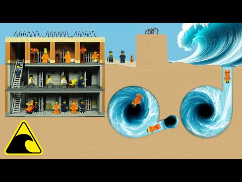 Maximum Security Prison Double Vortex - Tsunami Lego Dam Breach Experiment