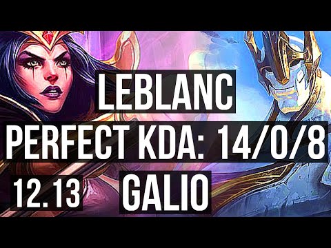LEBLANC vs GALIO (MID) | 14/0/8, Legendary | KR Master | 12.13