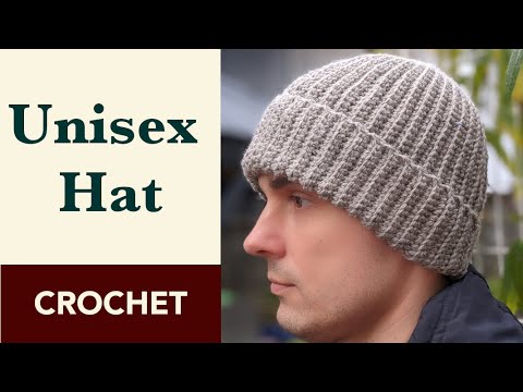 Crochet Hat for Adult Men & Women. Crochet Hook 4.5 mm. Wool Yarn. Crochet Beanie For Beginners.