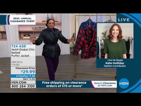 IMAN Global Chic Belted Puffer Jacket