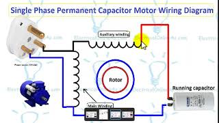 Single Phase Permanent Capacitor Motor Wiring Diagram (English)