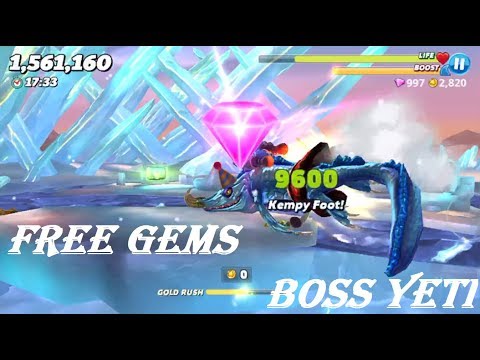 GET FREE GEMS FROM BOSS YETI - Hungry Shark World