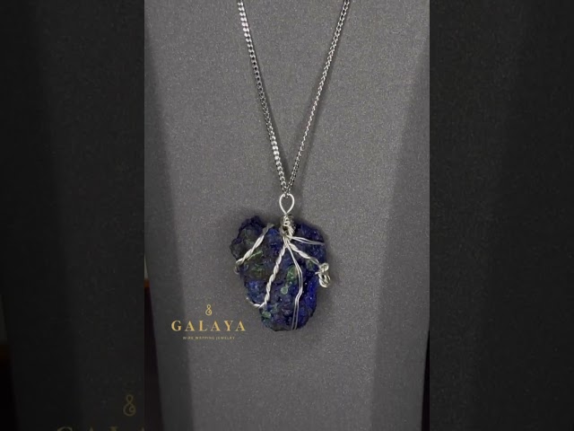 قلادة من الفضة الخالص مع حجر الازوري مع المالاكايت