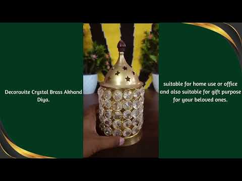 Pillar shaped traditional decoravite crystal brass akhand di...