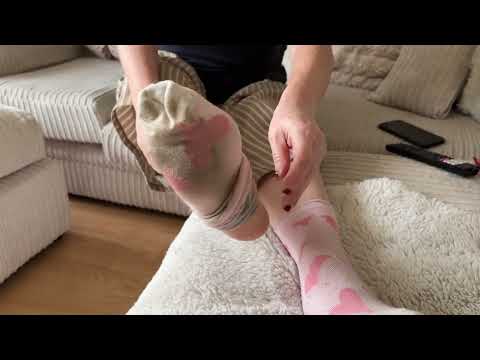 ASMR: The sound of sticky, sweaty socks slowly peeking off mature soles